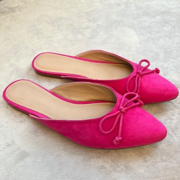 Loft #Barbie Pink Brushed Fabric Bow Slides 7.5 - Picture 1 of 8